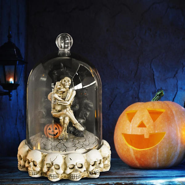 Par Skelet Figur Lamp, 2024 Nye Kunsthåndværk Kranie Natlys, Skelet Statue Dekoration til Skrivebord, Kranie Ornamenter Halloween