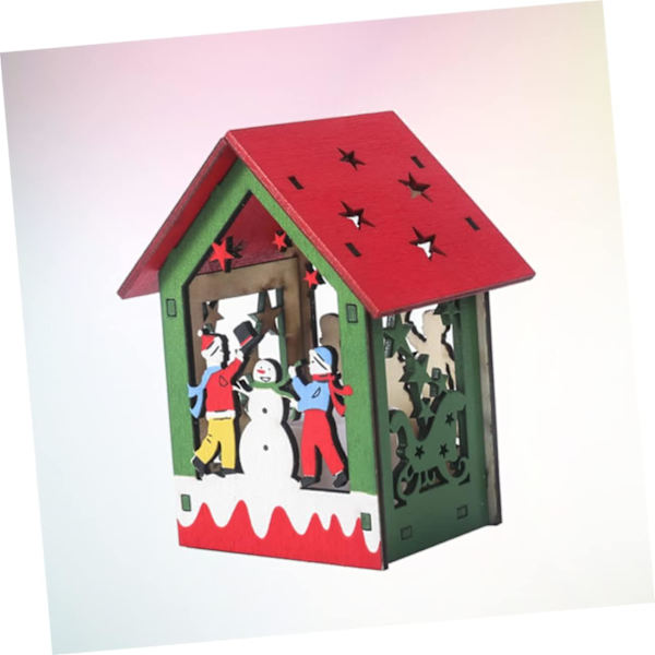 Julgransprydnader Miniatyr Julby Lyser Upp Träjulhus