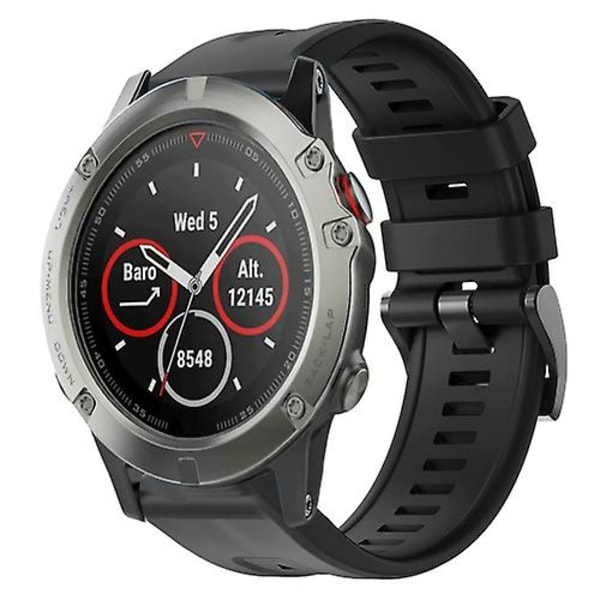 För Garmin Quatix 5 Metallspänne Solid Color Silikon Armband XWZ Black