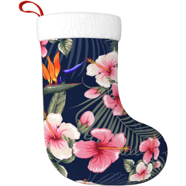 Julepynt Strømper med Blomstermønster => 17,7 tommer Gaveholder til Festlig Julepynt (1 pakke).