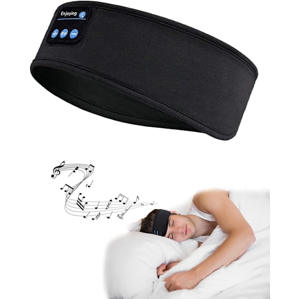 Bluetooth Sömnhörlurar Pannband - Ultratunna HD Stereo Högtalare, Mjuk Design för Sidosovare, Yoga & Avkoppling (Svart)