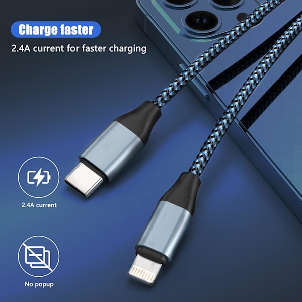 USB C till Lightning-kabel, 2-pack 6 fot 【Mfi-certifierad