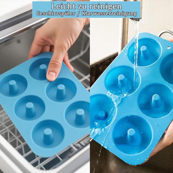 Silikone bageforme, bageplade, donuts, bageplade, 3 stk., 6 huller, non-stick belægning, tåler opvaskemaskine, til bageentusiaster,