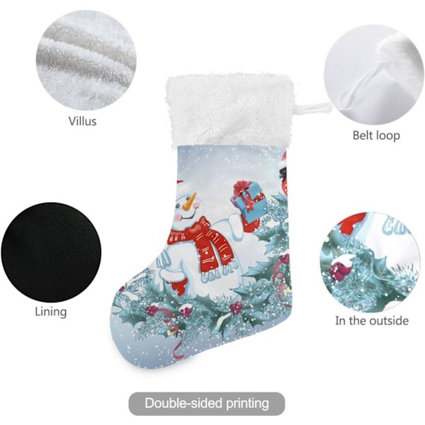 Julklapp, Personliga Julklappsstrumpor 2-pack Snögubbe Jultomte Girlang Gimpel 18 tum Xmas Strumpor Hängande Ornament K