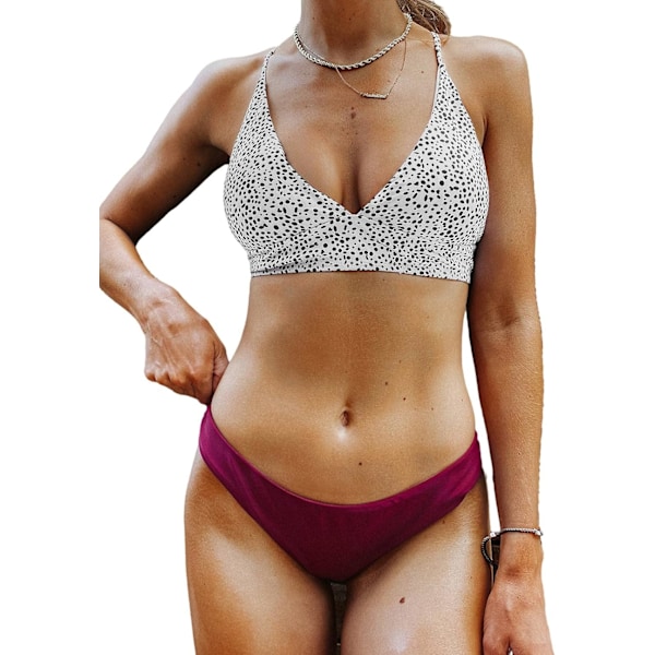 Dames badedragt Halter Ribbed Polka Dot Tie Dye String badedragt Bikini sæt
