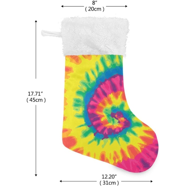 Jule-Strømpe, Personlige Jule-Strømper Sæt af 2 Regnbue Tie Dye Pride Swirl Rød Print 18\" Jule-Strømper Hængende Ornament Kami