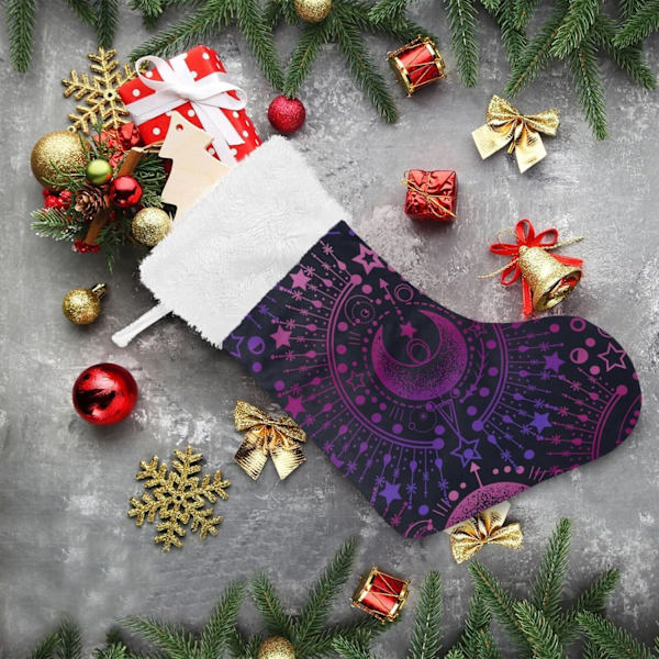 Julklapp, Personliga Julklappsstrumpor 2-pack Boho Konstellation Stjärntecken Lila 45,7 cm Julstrumpor Hängande Ornament Kamin