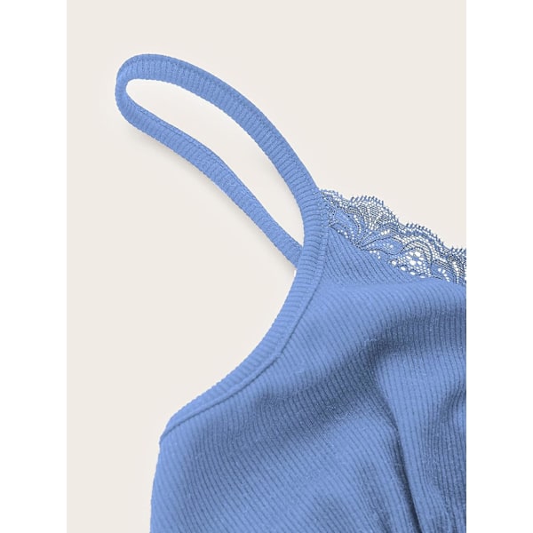 Kvinners Y2K blonder trim V-hals ermeløs Cami Crop Top Camisole