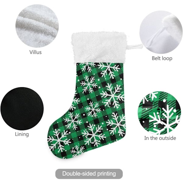 Julklapp, personliga julklappsstrumpor 2-pack Jul Grön Buffelrutig 45,7 cm Julstrumpor Hängande Ornament Eldstad för Bygg
