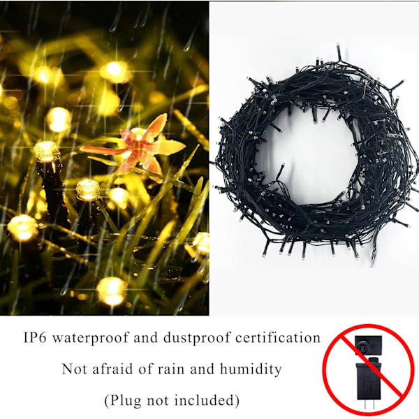 Utomhus ljusslinga inomhus 300 LED 98,4ft jul ljusslinga trädgård älva ljusslinga vattentät 16 lägen plug in älva ljusslinga för grön