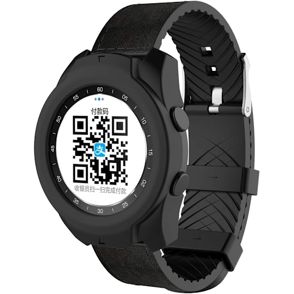 för TicWatch Pro Silikon Skyddsfodral Skal, Smartwatch Skyddsfodral för TicWatch Pro Smartwatch, Mjukt och Hållbart (Silikon Svart) Silic