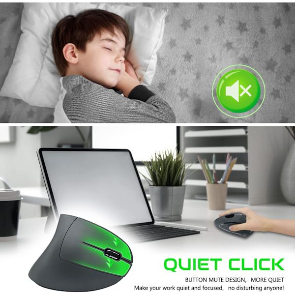 Ergonomisk mus, optisk vertikal mus Genopladelig USB