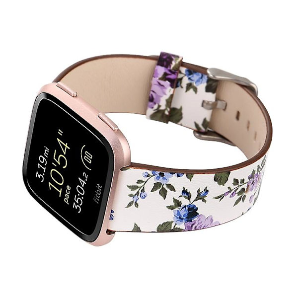 Blommigt mönster klockarmband för Fitbit Versa 1 / 2 VUJ White Blue