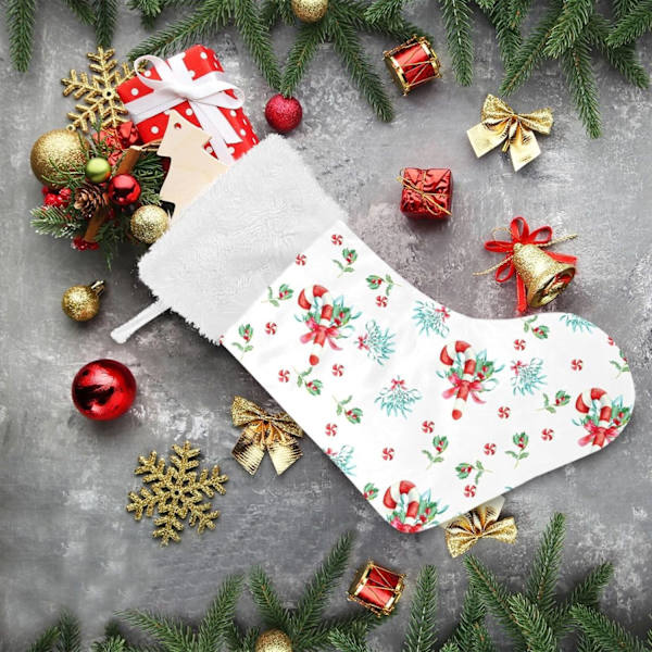 Julklapp, personliga julklappsstrumpor 2-pack Julbär Tall Godis 45,7 cm Julstrumpor Hängande Ornament Eldstad för träd