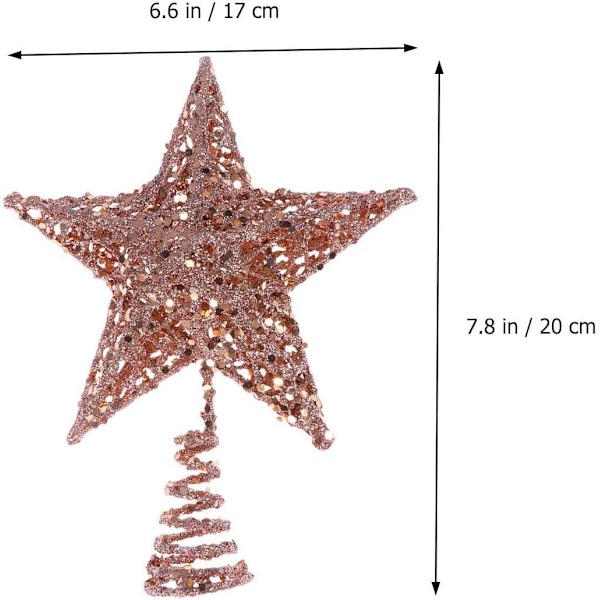 Glitrende juletretoppstjerne, glitrende juletrepynt, 20 cm