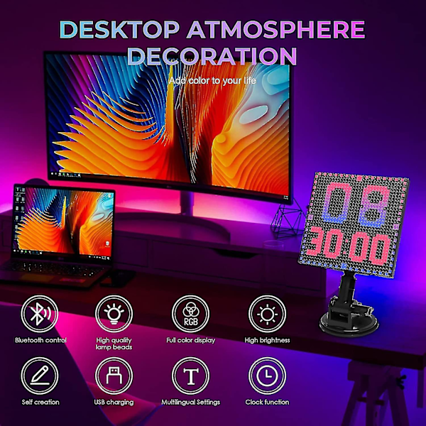 Led-skilt til bil, pixel-display-skærm, fleksibel Led Rgb-display, smartphone-app-styret display til boligindretning, kunstskabelse, bar, butik