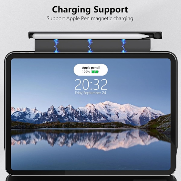 Pennhållare för Apple Pencil 2:a generationen, kompatibel med Magic Keyboard, Smart Keyboard Folio, andra magnetiska fodral för iPad - Svart