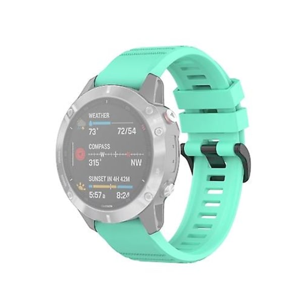 For Garmin Fenix 6 22mm Quick Release Officiel Tekstur Rem Armbånd Med Plastik Knap XQS Lake Blue