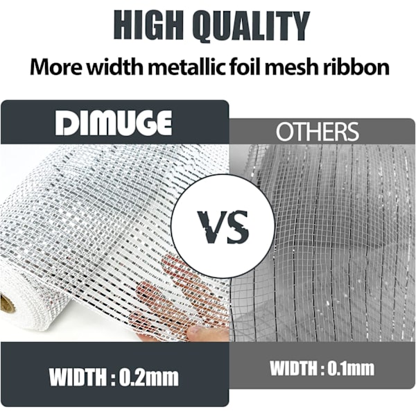 Deco Mesh 10 tommer x 30 fod, mere bredde metallisk folie mesh stof, guld/hvid