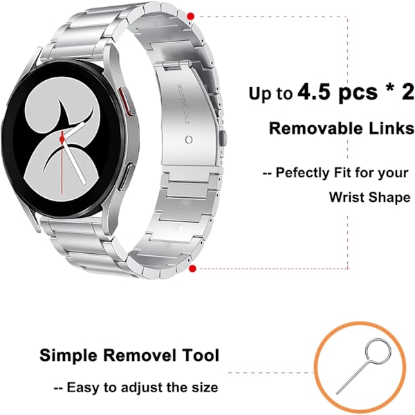 Kompatibel med Galaxy Watch 7 6 5 4 FE-remme 44mm 40mm Metal+Læder, Galaxy Watch 6/4 Classic-remme 47mm 43mm, Galaxy Watch 5 Pro-remme 45mm,