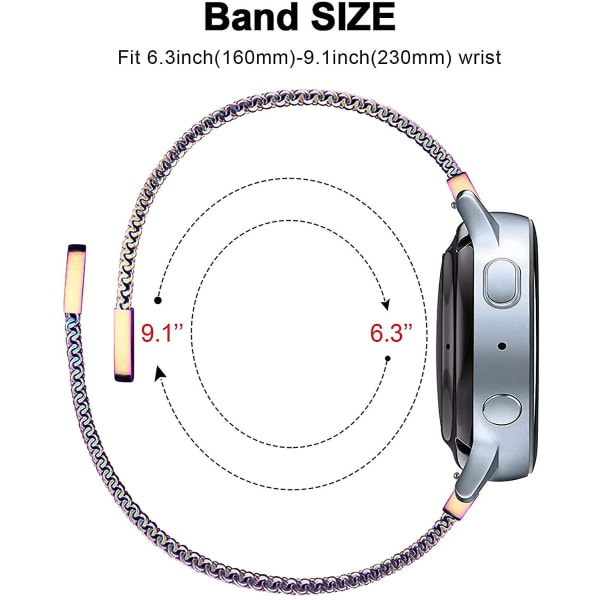 Milansk rem til Samsung Galaxy Watch 4 Active 2 Huawei Watch Gt2 Magnetisk spænde Metal Åndbar Rem Til Amazfit Gtr Colourful Samsung watch 4 44mm