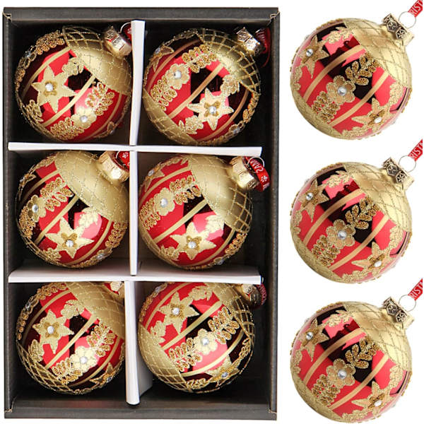 3,15\" Julgranskulor Bollar 6 st Julgransprydnad Set Röd