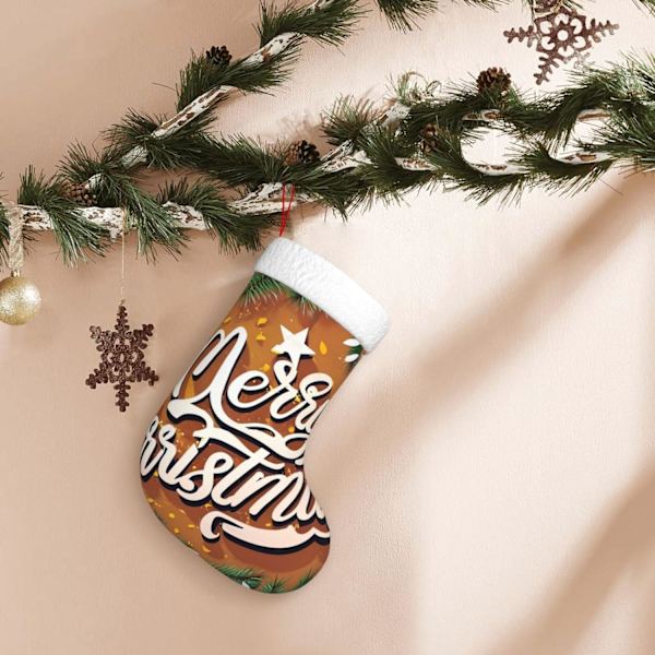 Merry Christmas Nadelbaum-Julklappsstrumpor, 45 cm, mjuka julklappsstrumpor, klassiska presentpåsar för fest, semester, eldstad, dekorationer,