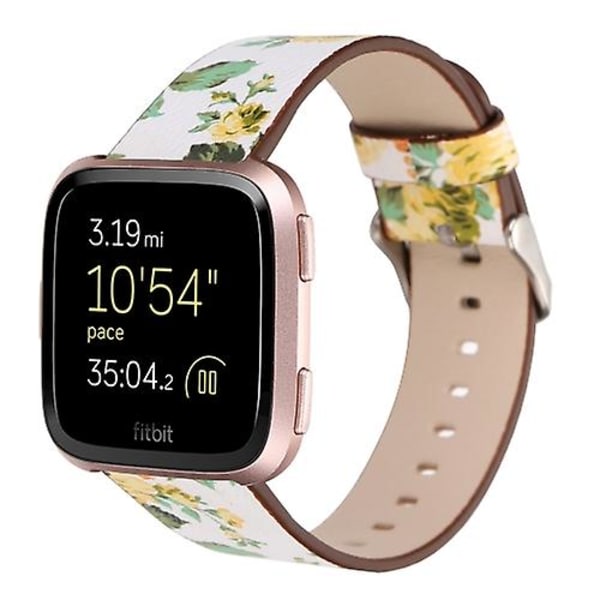 För Fitbit Versa 1 / 2 Blommönster Klockarmband VUJ White Yellow