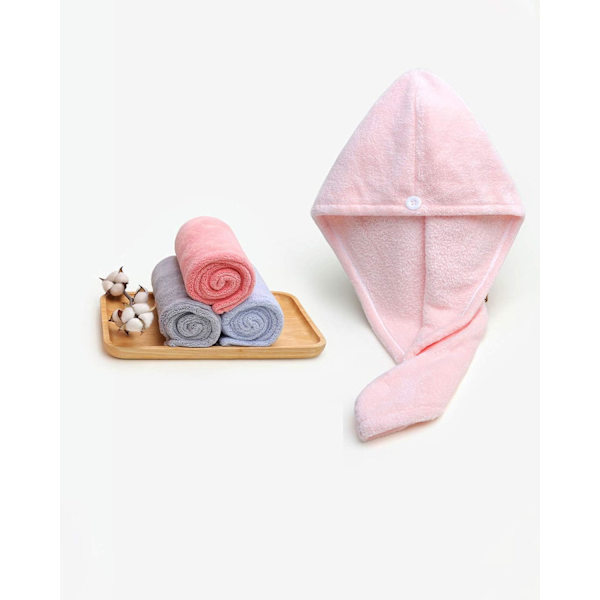 Badhårstork 2-pack - Superabsorberande lättvikts turban med knapp