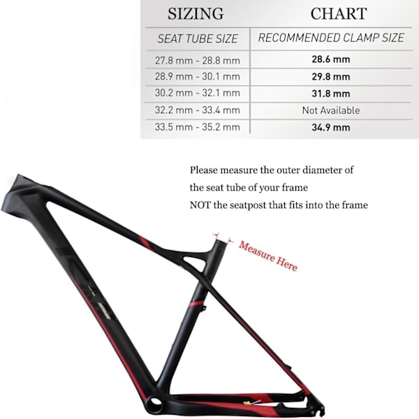 Hurtigudløsning Cykelsadelpind Klemme - 34,9mm i Elegant Sort