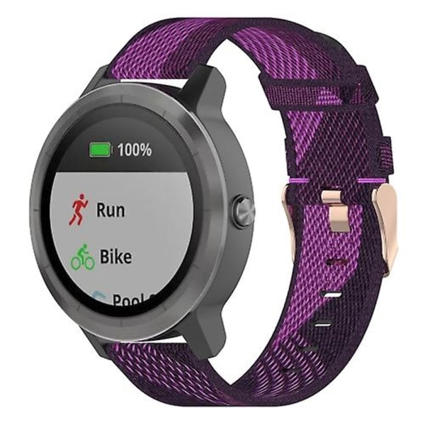 20mm Stribet Nylon Rem til Garmin Venu, Vivomove 3, Vivoactive 3, Forerunner 245 / 645 IOG Purple