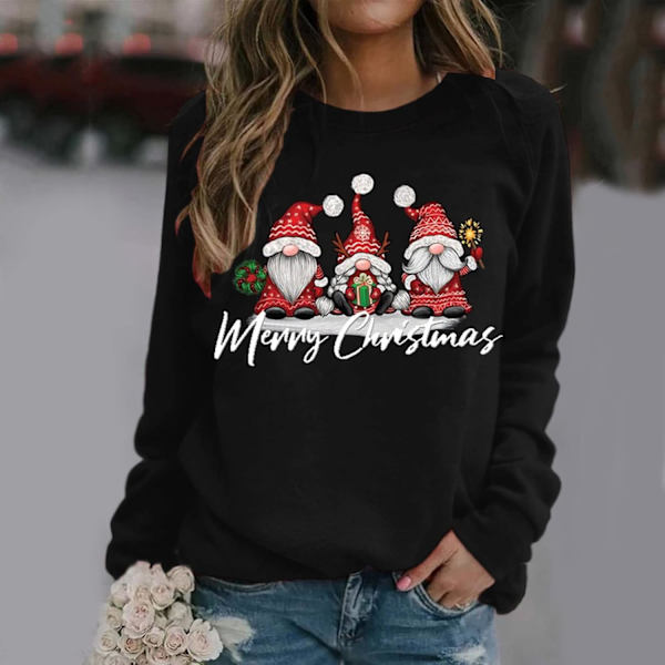 Glædelig jul print sweatshirts til kvinder lange jumpere kjole i