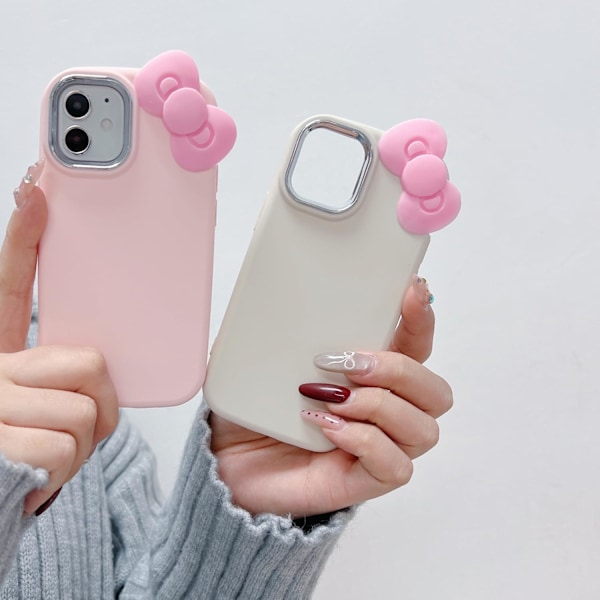 Bow Case for iPhone 13 Mini, Søt 3D Sløyfe Design Estetisk Slank Myk Holdbar TPU Beskyttelsesdeksel for Kvinner Jenter, Rosa Rosa iPhone 13 Mini