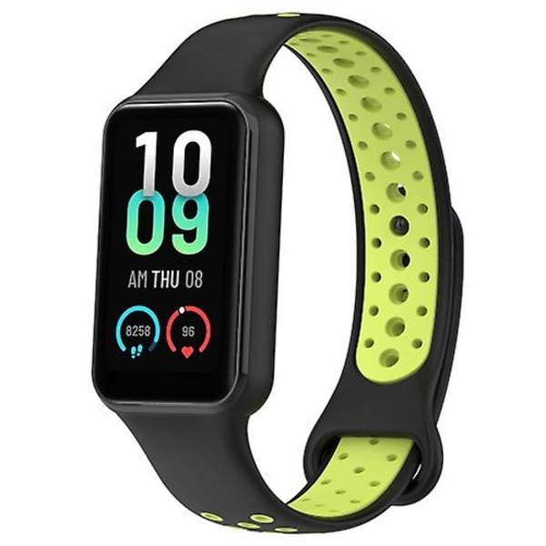 For Amazfit Band 7 Loop To-farvet Åndbar Silikone Urrem PVL Black-Lime