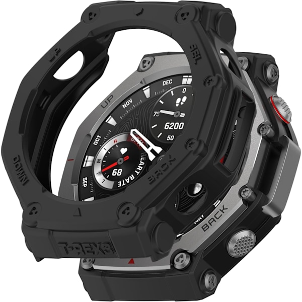 3-pak Etui Kompatibelt med Amazfit T-Rex 3 Ur Etui Cover Slankt Designer Cover Beskyttelses Armor Anti-Ridse Bezel Silikone Rem Cover Etui til Amaz