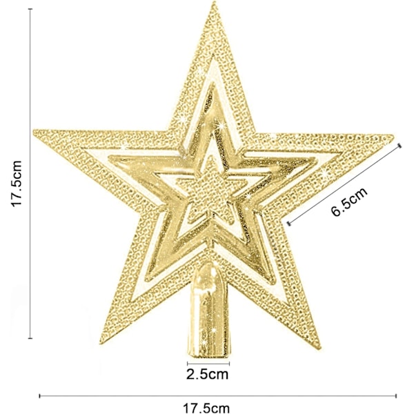 Glittrande julgransstjärna: 17,5 cm stjärndekoration i guld