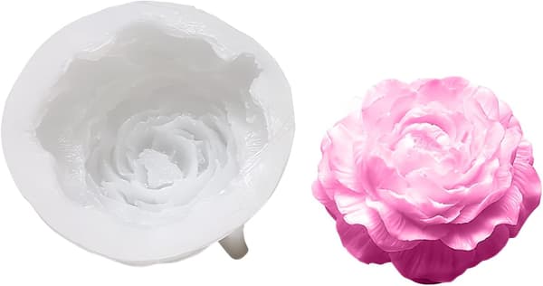 wxsp 2-pack Tjock Pionros Silikonform - 9,4x9,4x3,8cm Stor Storlek 3D-Blomform - Doftljus Tvål Gipsform - Transparent