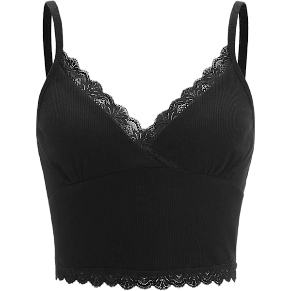 Kvinners Y2K blonder trim V-hals ermeløs Cami Crop Top Camisole