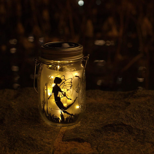 Mason Jar Solcellelamper til Udendørs, 6 Pakke 30Led Fe Lys Mason Jar Sol Låg Udendørs Vandtætte Strenglys med Hanger (Ingen Krukker) Bedste