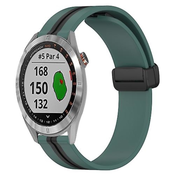 For Garmin Approach S40 20mm Foldbar Magnetisk Spænde Silikone Urrem CUL Olive Green - Black