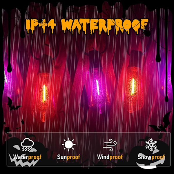 LED Udendørs Halloween Lyskæde 10Ft  Lys med 10 LED Orange og Lilla Pærer, Hængende Terrasselys Udendørs Vandtæt til Halloween Fest