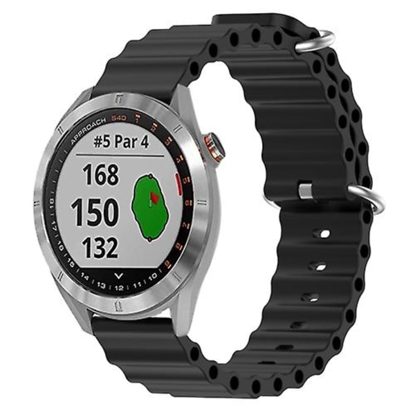 För Garmin Approach S40 20mm Ocean Style Silikon Solid Color Watch Band HWQ Black