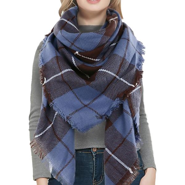 Varm dam filt halsduk oversized tofs tartan wrap sjal rutig mysig rutig