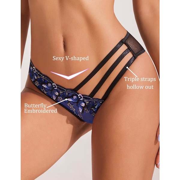 Sexy truser for kvinner Butterfly Broderte undertøy Mesh