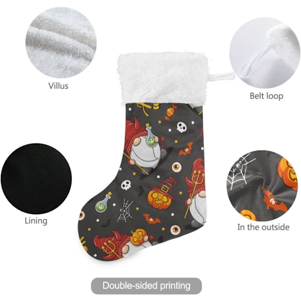 Jule-Strømpe, Personlige Jule-Strømper 2-pak Halloween Dværg Tomte Græskar 45,7 cm Jule-Strømper Hængende Ornament Pejs til Træ
