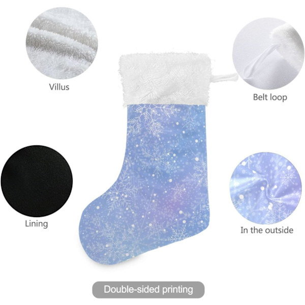 Julklapp, Personliga Julklappsstrumpor 2-pack Vinter Jul Snöflingor 45,7 cm Julstrumpor Hängande Ornament Eldstad för