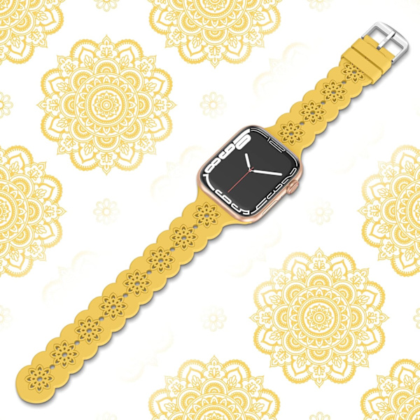Blomstermønstret silikonearmbånd kompatibelt med Apple Watch -rem 38 mm