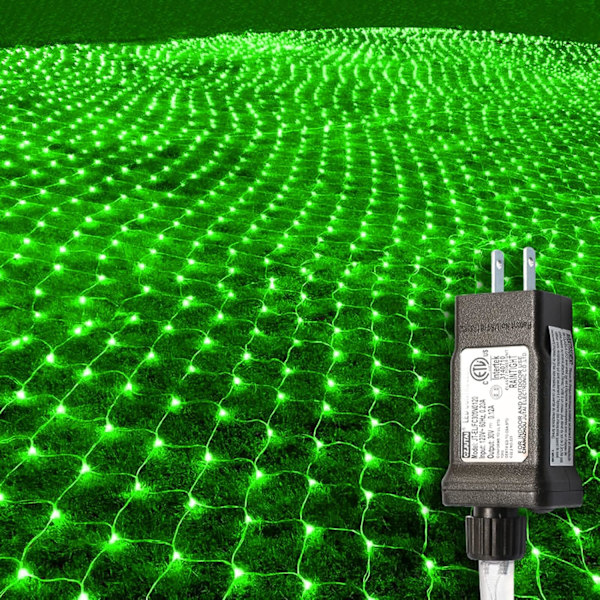 Gröna julnätljus utomhusdekorationer, 9,9ft x 6,6ft 264 LED inomhus Twinkle Mesh Lights, IP44 vattentät 8 lägen Fairy Netting Bush Green