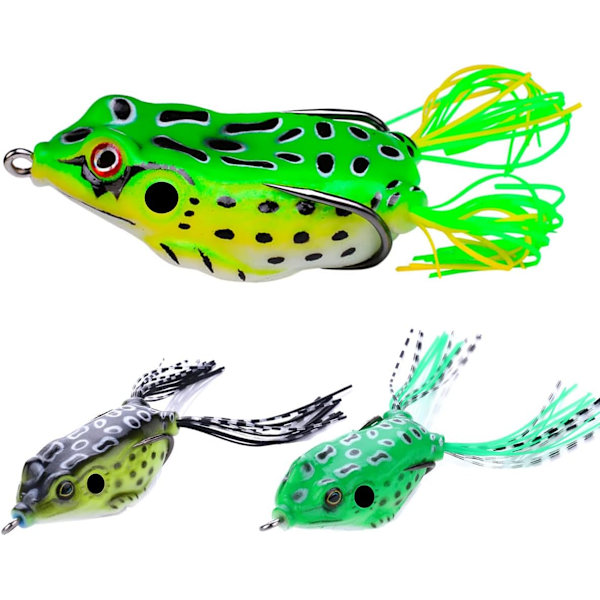3 stk Topwater Frog Lures Set - Myke Hollow Body Lures for Bass og Gjedde