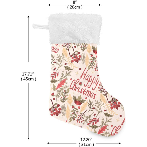 Jule-Strømpe, Personlige Jule-Strømper 2-pak Merry Christmas Floral 45,7 cm Jule-Strømper Hængende Ornament Pejs til Trædekoration